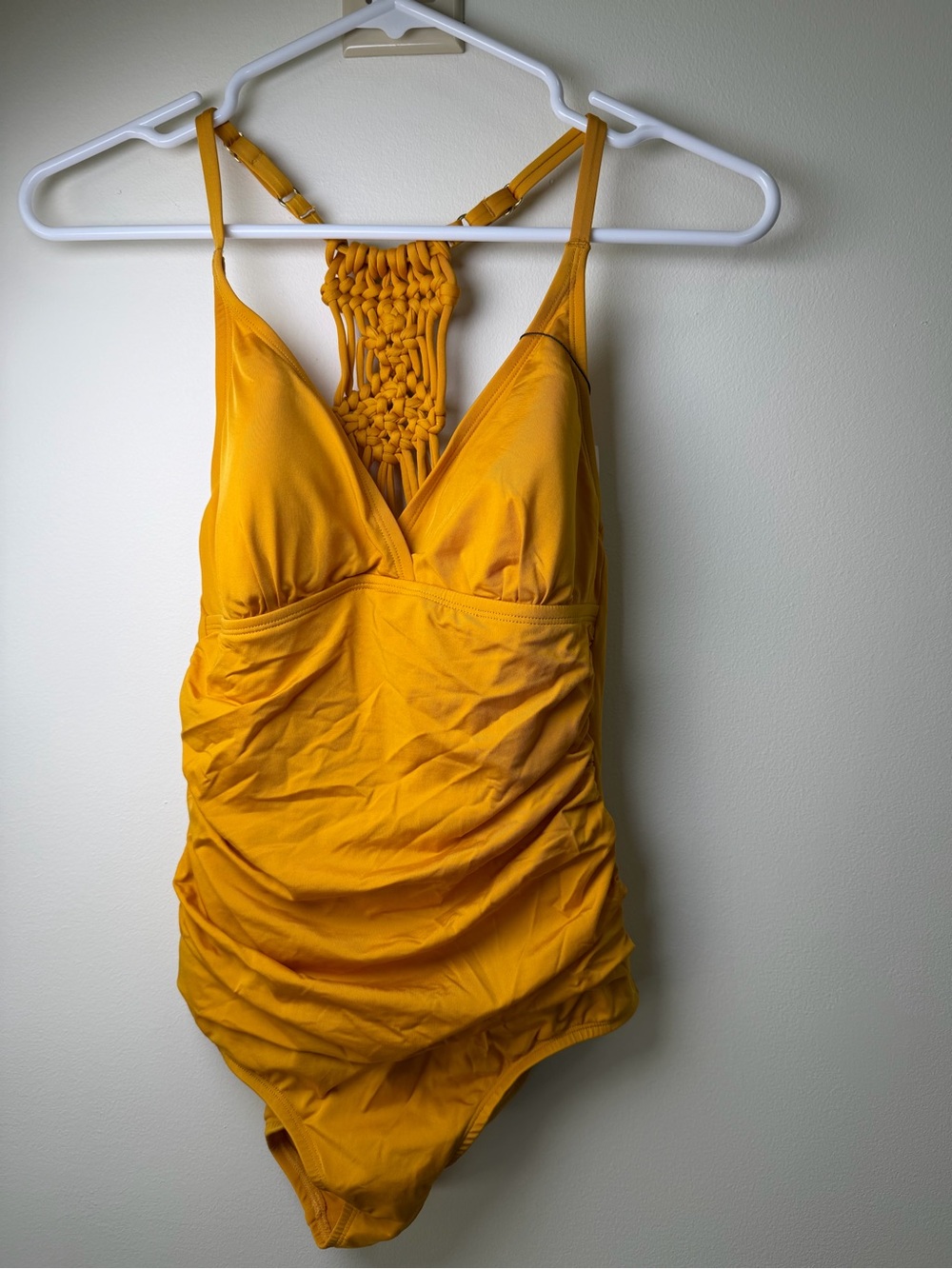 Firpearl Mustard women’s Tummy Control, One Piece, Hand, Braided, Macramé Back